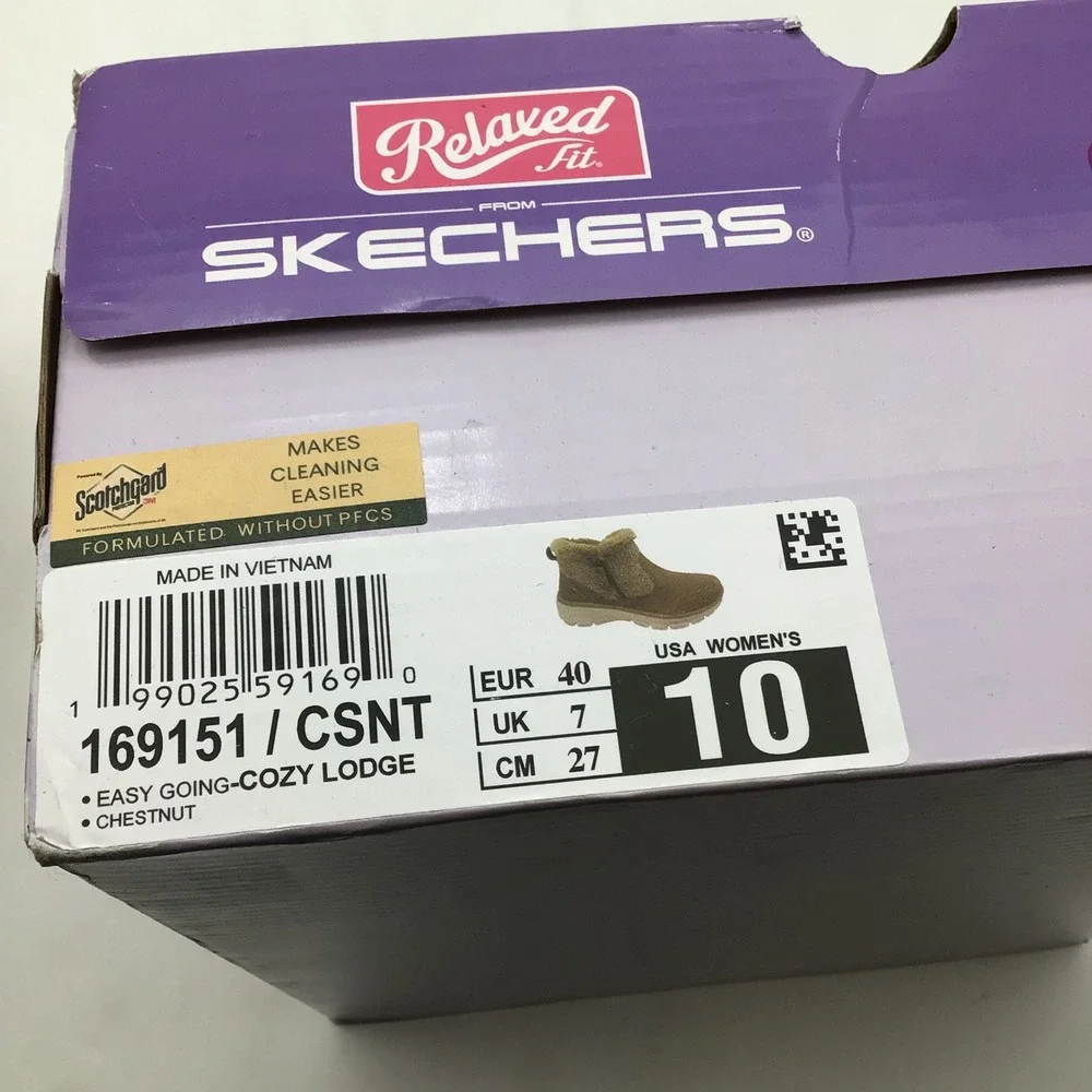 Skechers Relaxed Fit Easy‎ Going Cozy Lodge Chestnut Boots Womens Size 10 NEW